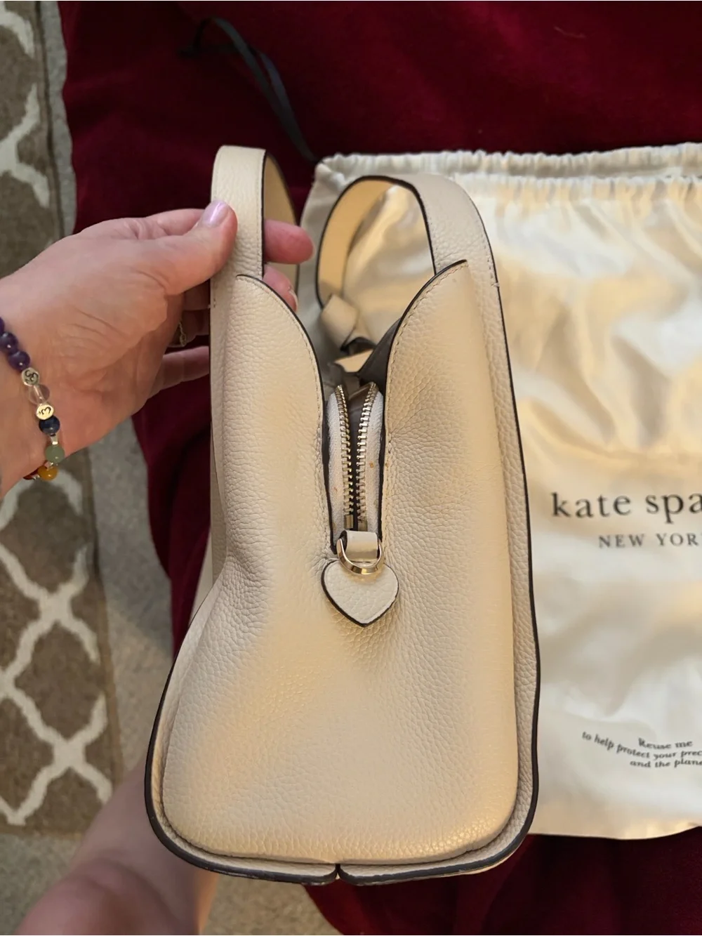 kate spade Knott Pebbled leather medium tote in milk glass